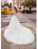 Off Shoulder Beaded Ivory Lace Tulle Fairytale Wedding Dress